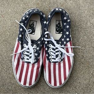 Vtg Vans Van Doren Stars and Stripes Authentic Shoes - Size 7.5